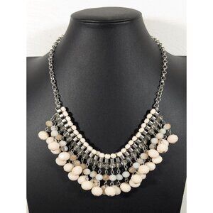 Simply Vera Wang Cream Glass Woven Tribal Charm Statement Bib Necklace‎ 20"